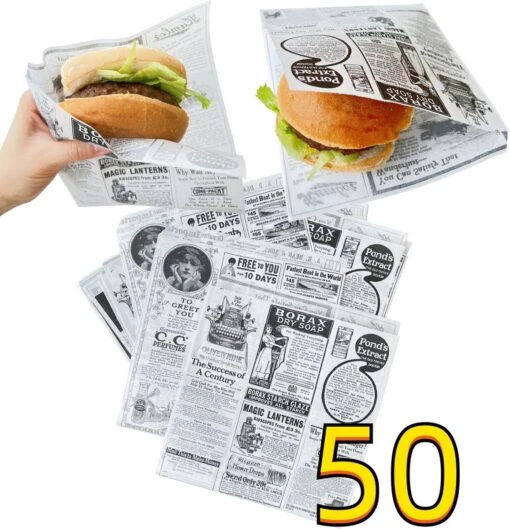 Rainbecom - 50 Stuks - 19 X 17 Cm - Hamburger Zakje Papier - Vetvrij Papier - Papieren Zak Voor Sandwiches - Krant -Beste Keuken Serie Winkel 1157x1200 1