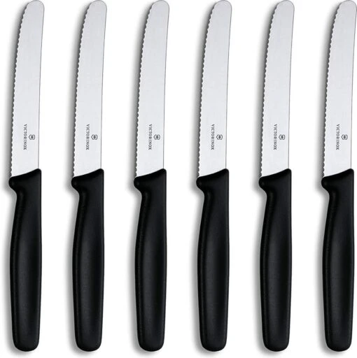 Victorinox Tafelmessen - 6-Delig - Zwart - Recht Heft -Beste Keuken Serie Winkel