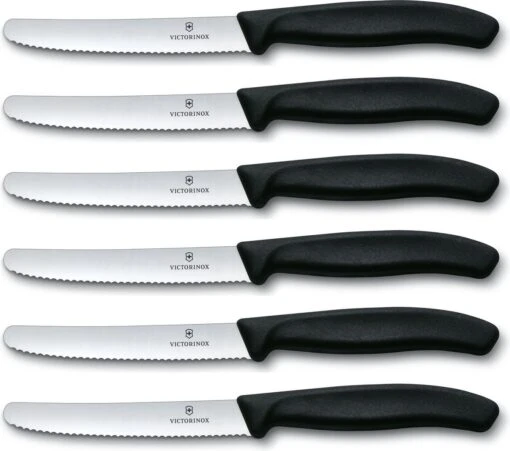 Victorinox Tafelmes 6 Stuks Zwart Krom Heft -Beste Keuken Serie Winkel