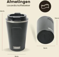 LaCardia Koffiebeker To Go Premium Zwart – Thermosbeker – Theebeker – 380ML – Herbruikbaar -Beste Keuken Serie Winkel 1200x1171 3