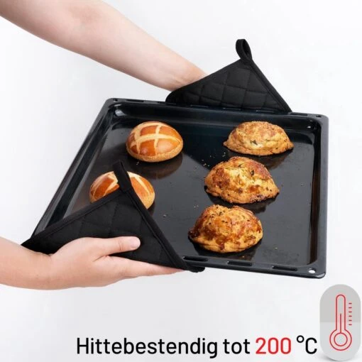 Merkloos Tavas Dream Hittebestendige Pannenlappen | 2 Stuks | Katoen, Thermolite | Tot 220°C | Zwart -Beste Keuken Serie Winkel 1200x1200 14