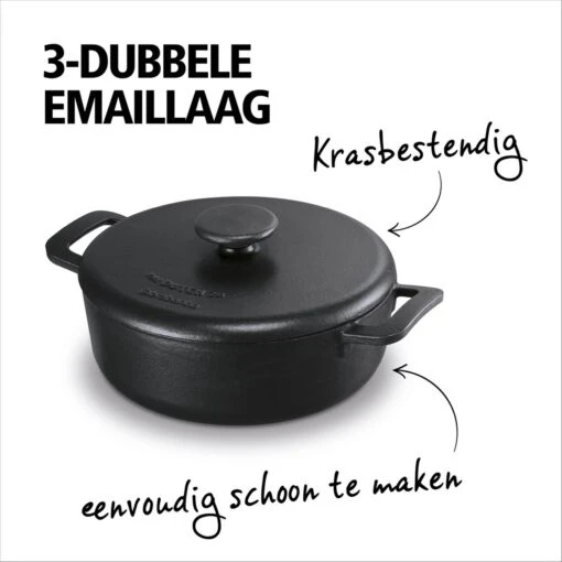 BRABANTIA THE DUTCH Gietijzeren Braadpan - Ø 28cm - MAT Zwart - Inductie -Beste Keuken Serie Winkel 1200x1200 466