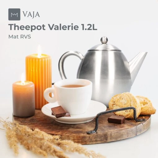 Vaja Valerie - Theepot Met Filter - Dubbelwandig - RVS - 1.2L -Beste Keuken Serie Winkel 1200x1200 640