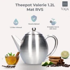 Vaja Valerie - Theepot Met Filter - Dubbelwandig - RVS - 1.2L -Beste Keuken Serie Winkel 1200x1200 641