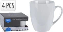 Excellent Houseware Set Van 4x Stuks Bekers/mokken Wit 380 Ml Van Porselein - Melkbekers -Beste Keuken Serie Winkel 1200x612 1