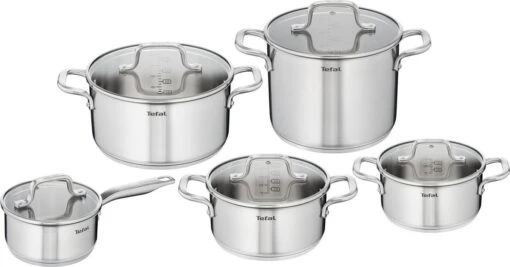 Tefal Virtuoso Pannenset 5 Delig - Hoge Kookpan Ø 22 Cm + Steelpan Ø 16 Cm + Kookpannen Ø 18/20/24 Cm -Beste Keuken Serie Winkel