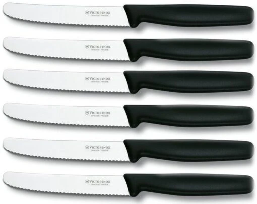 Victorinox Tafelmessen - 6-Delig - Zwart - Recht Heft -Beste Keuken Serie Winkel